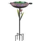 Bird Bath 41.5 Metal Detachable Bowl Prong Stake Purple Green Yalinka Outside New. Price: $59.99.