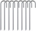 OK5STAR 8 Pack 16" Galvanized Rebar Stakes Heavy Duty J Hook Ground Anchors, Cur New. Price: $39.95.