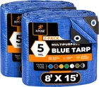 Better Blue Poly Tarp 8' X 15' (2-PACK)- Multipurpose Protective Cover Lightwe New. Price: $46.99.