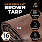 Xpose 15' 40' Super Heavy Duty 16 Mil Brown Poly Tarp Cover - New In Bag. Price: $95.00.