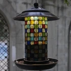 Elfonsol Solar Bird Feeder Outdoor Hanging - Mosaic Glass, Led Light, 1.5LBS New. Price: $76.49.