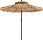 Tangkula Thatched Patio Umbrella, 2 Tier Hawaiian Style Pe Grass Beach New. Price: $187.99.