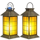 Anyperfect 2 Pack 13" Patina Solar Lantern With Flickering Flame Candle Outdoo New. Price: $74.51.