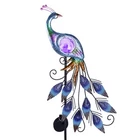 Solar Garden Lights 33 Purple Peacock Metal Stake Crackle Glass Ball Teresas New. Price: $51.99.