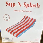 Sun Splash Americana Pool Lounger Inflatable, 66.5 X 18.5, Red White Blue New. Price: $26.00.