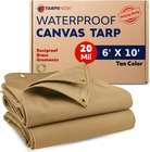 Tarps Now 6X10 Feet Waterproof Canvas 20 Mil Commercial Grade, Heavy Duty, New. Price: $138.79.