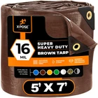 5' X 7' Super Heavy Duty 16 Mil Brown Poly Tarp Cover - Thick Waterproof New. Price: $469.80.
