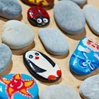 Pgn 40 Pcs Flat Smooth River Rocks For Painting 1-4 Natural Stones Kids & New. Price: $32.79.