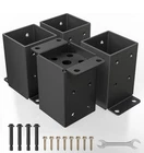 Qzer 4 Post Base, Inner Size 3.5""X3.5"" Deck Brackets, Heavy Duty Metal Open. Price: $39.99.