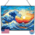 Hypestyle Rectangle Ocean Wave Suncatcher Stained Glass Window Hanging Handmade New. Price: $48.26.
