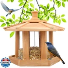 Liawm Wooden Bird Feeder For Outdoors Hanging, Red Cedar Hexagon New. Price: $57.99.