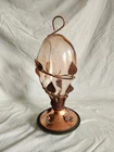 Glass Hummingbird Feeder Wrapped Copper Wire Leaves & Base Perky-pet Used. Price: $27.00.