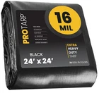 Protarp Heavy Duty 16 Mil Cover Waterproof, Uv, Rip-proof Black 24'X24' New. Price: $199.94.