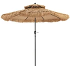 Tangkula 9 Ft Thatched Patio Umbrella, 2 Tier Hawaiian Style Pe Grass Beach New. Price: $122.97.
