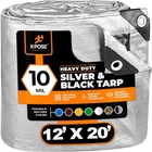 Xpose Safety STH-1220-X Heavy Duty Tarp, Ft, 10 Mil, Silver/black, New. Price: $44.39.