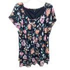 Roz & Ali Plus Size 2X Top Floral Chiffon Flutter Sleeve Navy Pink Feminine 1537 Pre-owned. Price: $15.20.