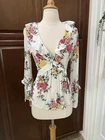 Y2K American Eagle Boho Babydoll Flowy Top Floral Ruffled Garden Fairy Ivory Pre-owned. Price: $21.00.